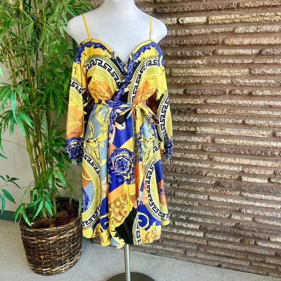 L'Artiste by Amy Glam Baroque Off Shoulder Wrap Dress NWT Size 1X - Picture 14 of 14